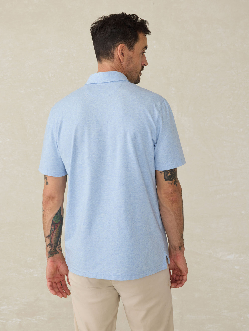 SHORT SLEEVE MOVEMENT POLO - CARDIFF BLUE HEATHER
