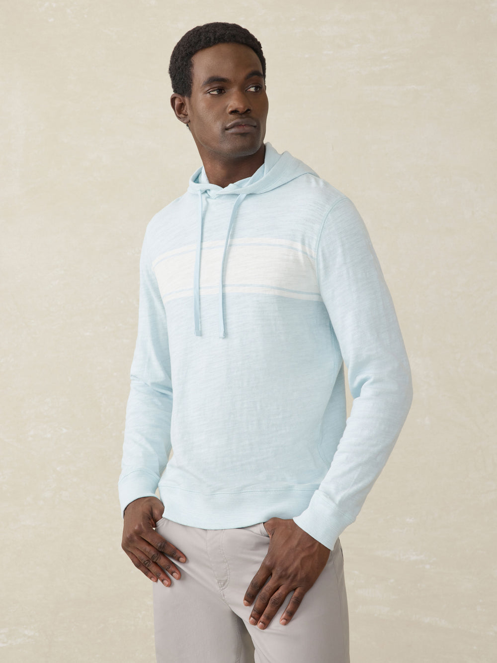 SUNWASHED SLUB HOODIE - SKY SURF STRIPE