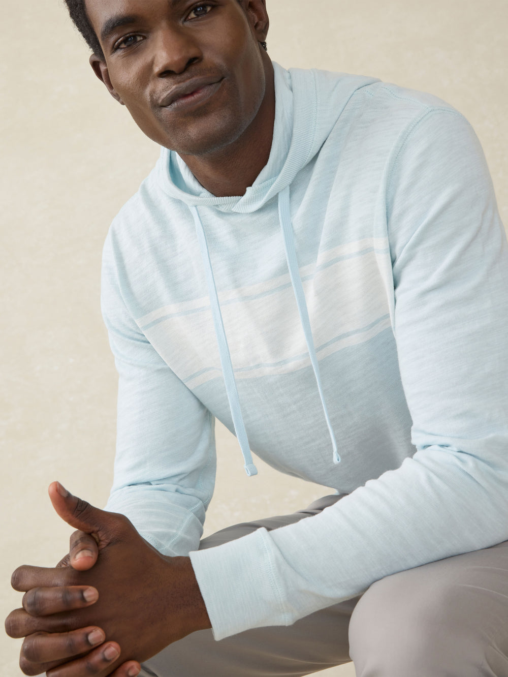 SUNWASHED SLUB HOODIE - SKY SURF STRIPE