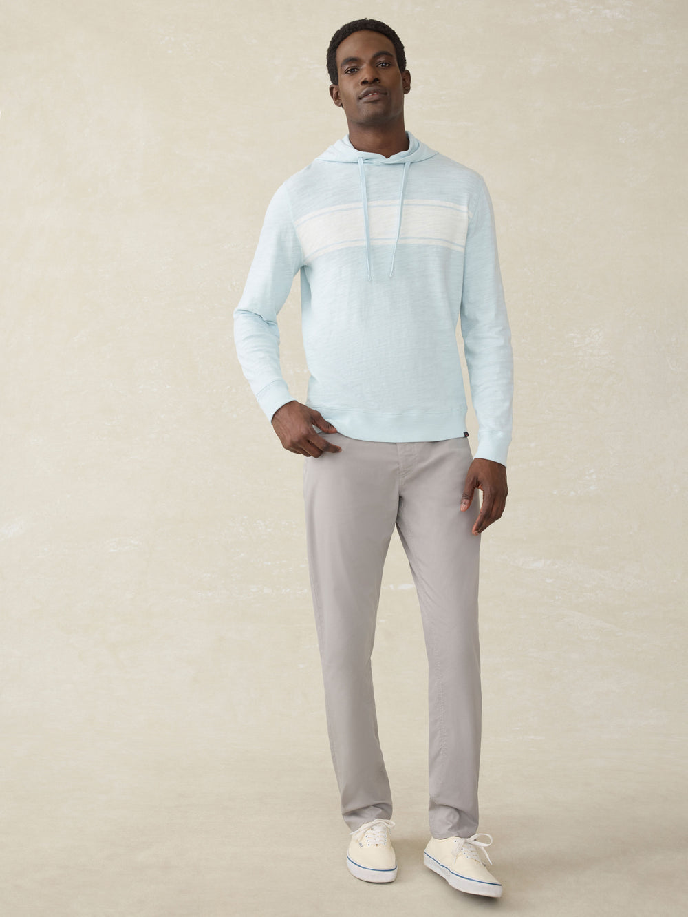 SUNWASHED SLUB HOODIE - SKY SURF STRIPE