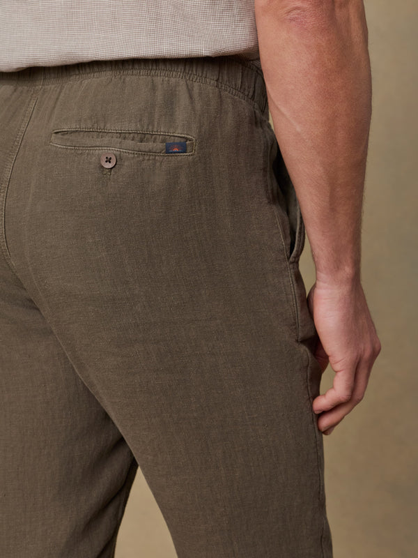 LINEN DRAWSTRING PANT - DARK PALM
