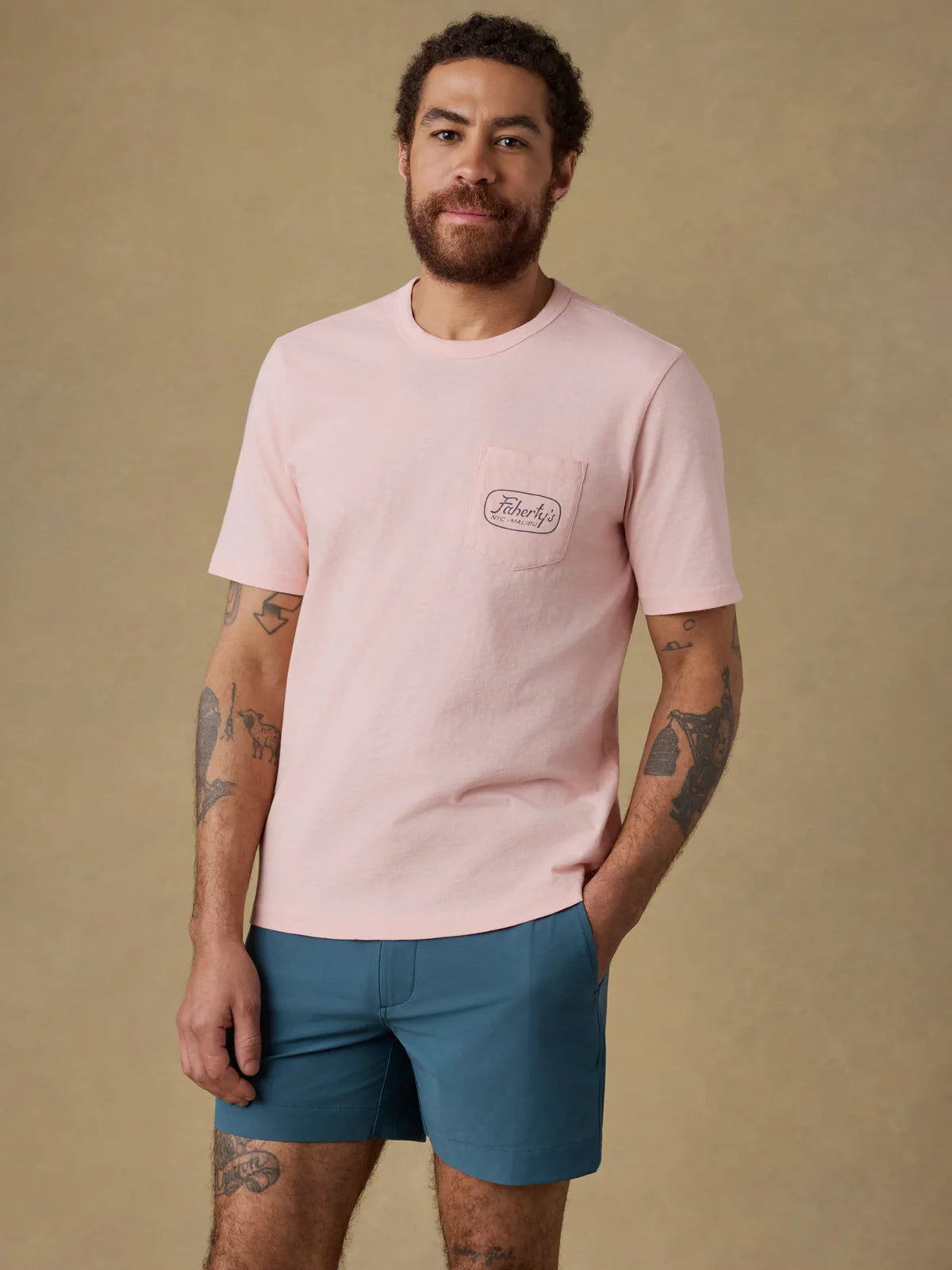 SUNWASHED POCKET TEE - PINK SAND