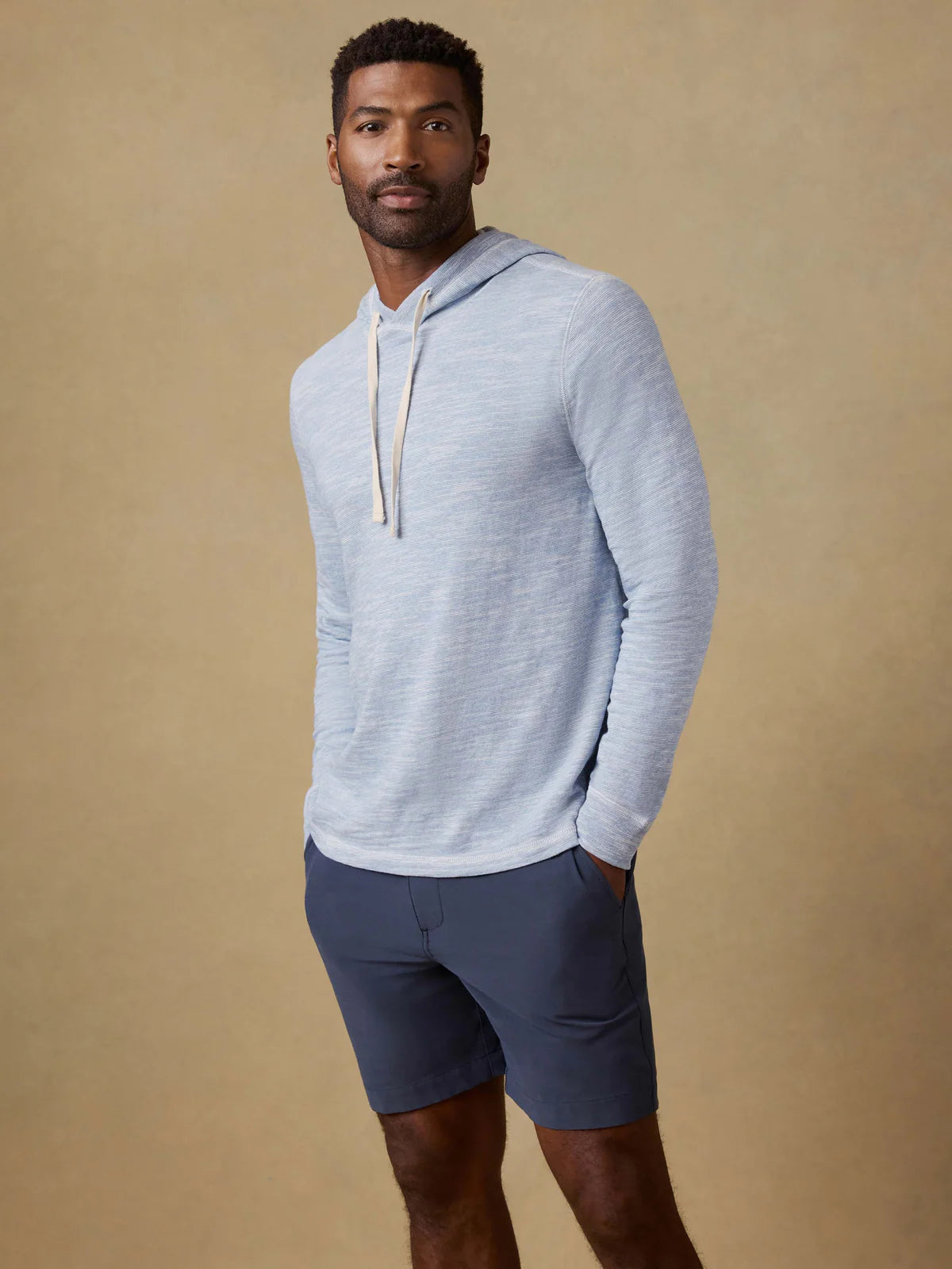 SUNWASHED SLUB HOODIE - BLUE IVORY FEEDER
