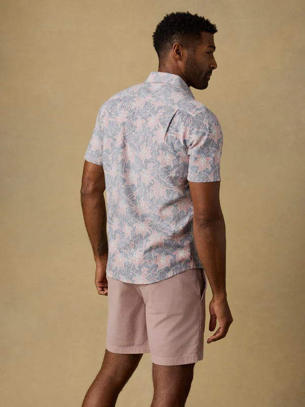 SHORT SLEEVE BREEZE SHIRT - NAVY RED LOTUS