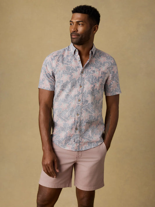 SHORT SLEEVE BREEZE SHIRT - NAVY RED LOTUS
