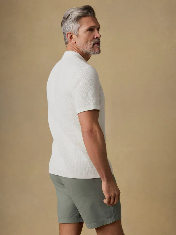 SUNWASHED SHORT SLEEVE SWEATER SHIRT - WHITE SHELL