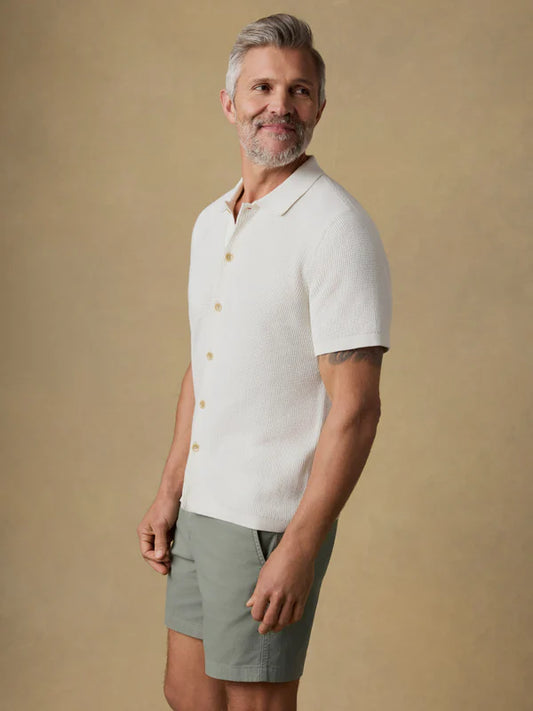 SUNWASHED SHORT SLEEVE SWEATER SHIRT - WHITE SHELL