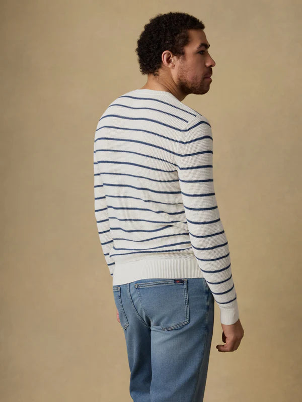 SUNWASHED CREW NECK SWEATER - IVORY NIGHT STRIPE