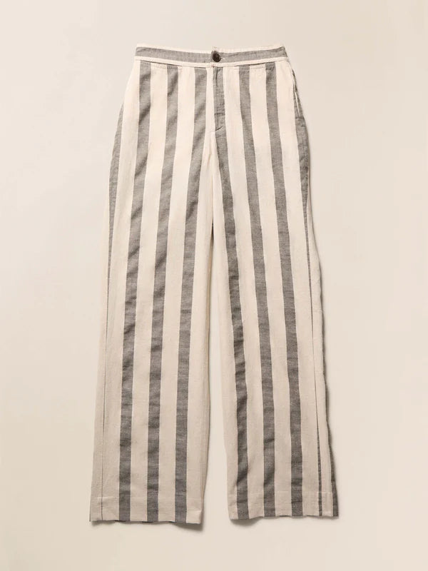 SUN STRIDER COTTON LINEN PANT - PINE BAY STRIPE