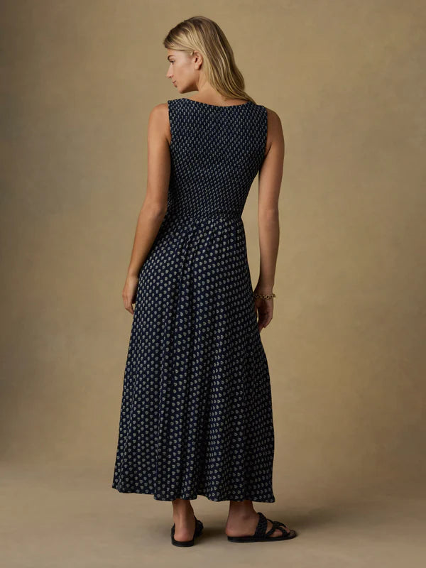 SOPHIA SMOCKED DRESS - NAVY LOTUS FLORAL