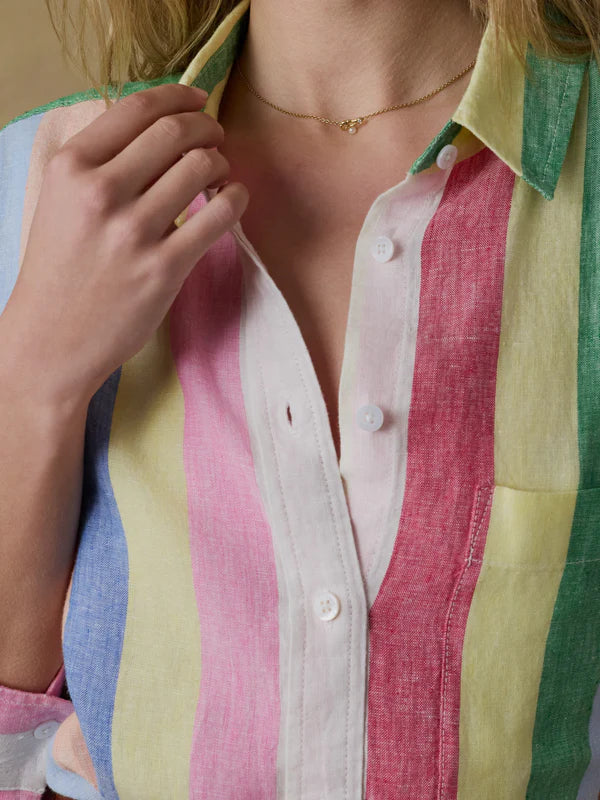 LAGUNA LINEN MINI SHIRT DRESS - SUNBEAM STRIPE