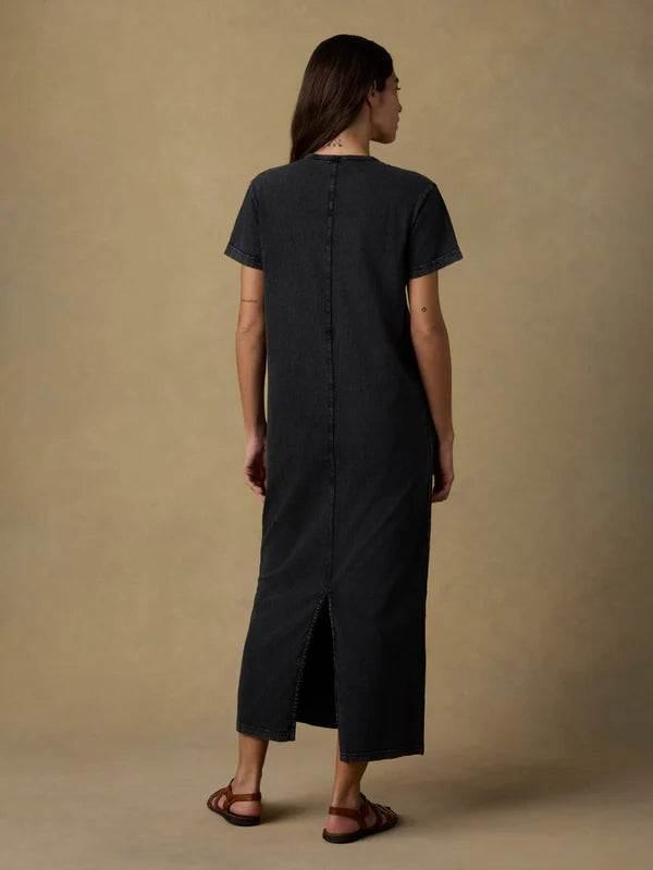 RECYCLED COTTON JERSEY T-SHIRT DRESS - WASHED BLACK