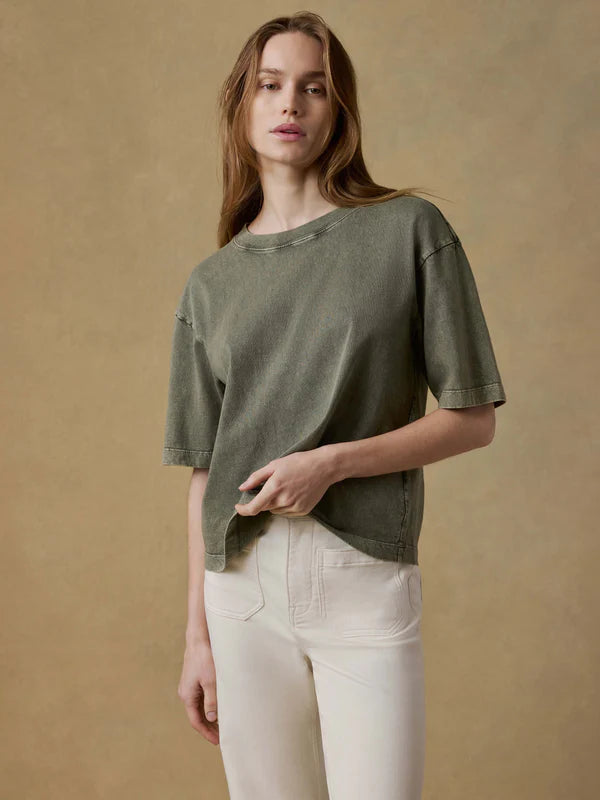 RECYCLED COTTON VINTAGE TEE - ISLAND OLIVE