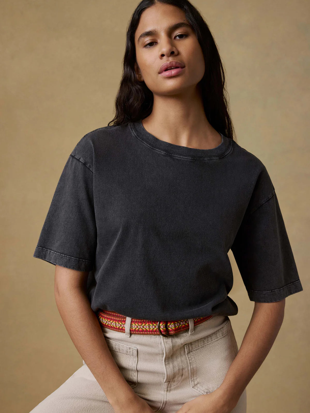 RECYCLED COTTON VINTAGE TEE - WASHED BLACK