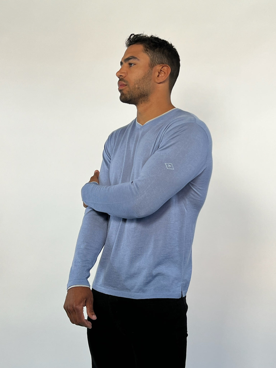CASH-T CASHMERE SILK LIGHT WEIGHT SWEATER - SKY BLUE