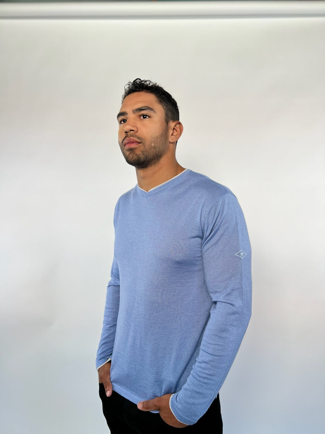 CASH-T CASHMERE SILK LIGHT WEIGHT SWEATER - SKY BLUE