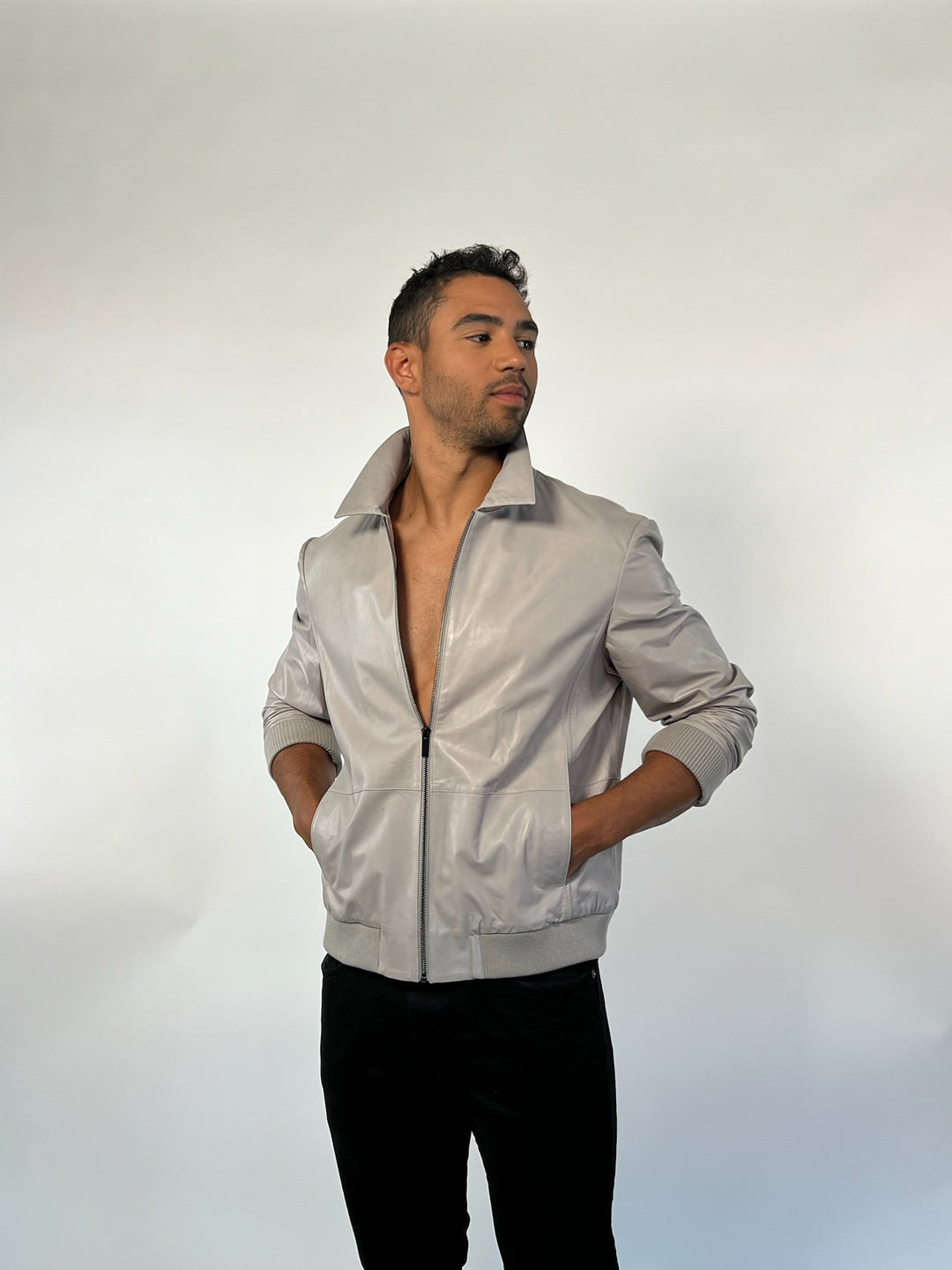 SOHO LEATHER JACKET - CHALK