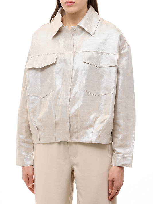 GOLD CROPPED COTTON LINEN JACKET
