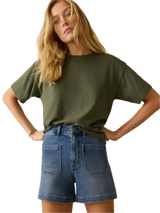 STRETCH TERRY PATCH POCKET SHORT - RIVERTON