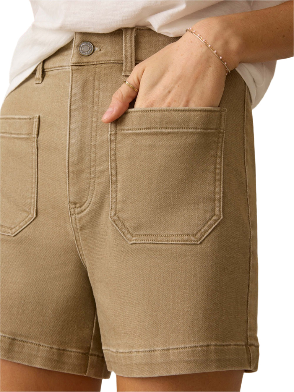 STRETCH TERRY PATCH POCKET SHORT - DESERT KHAKI