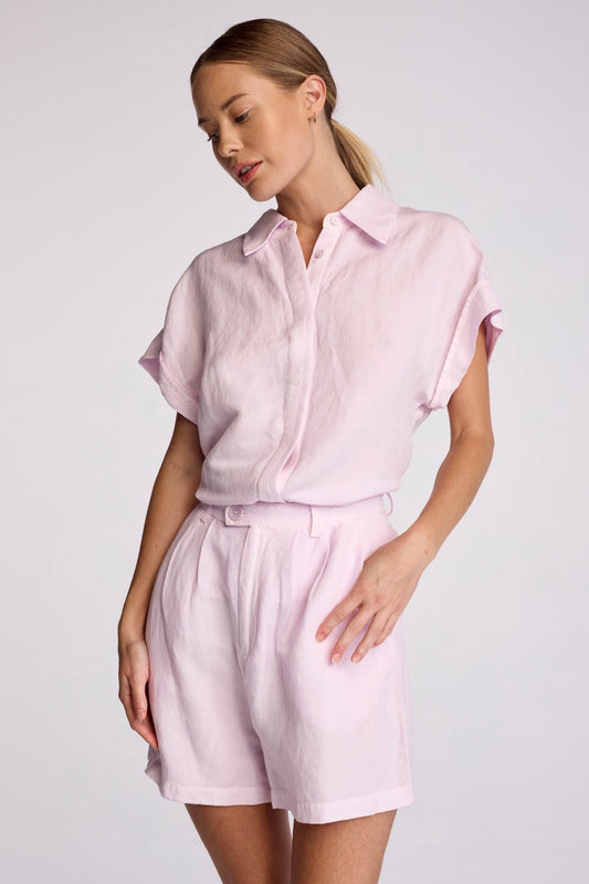 KAI LINEN BLEND SHIRT - LAVENDER FOG