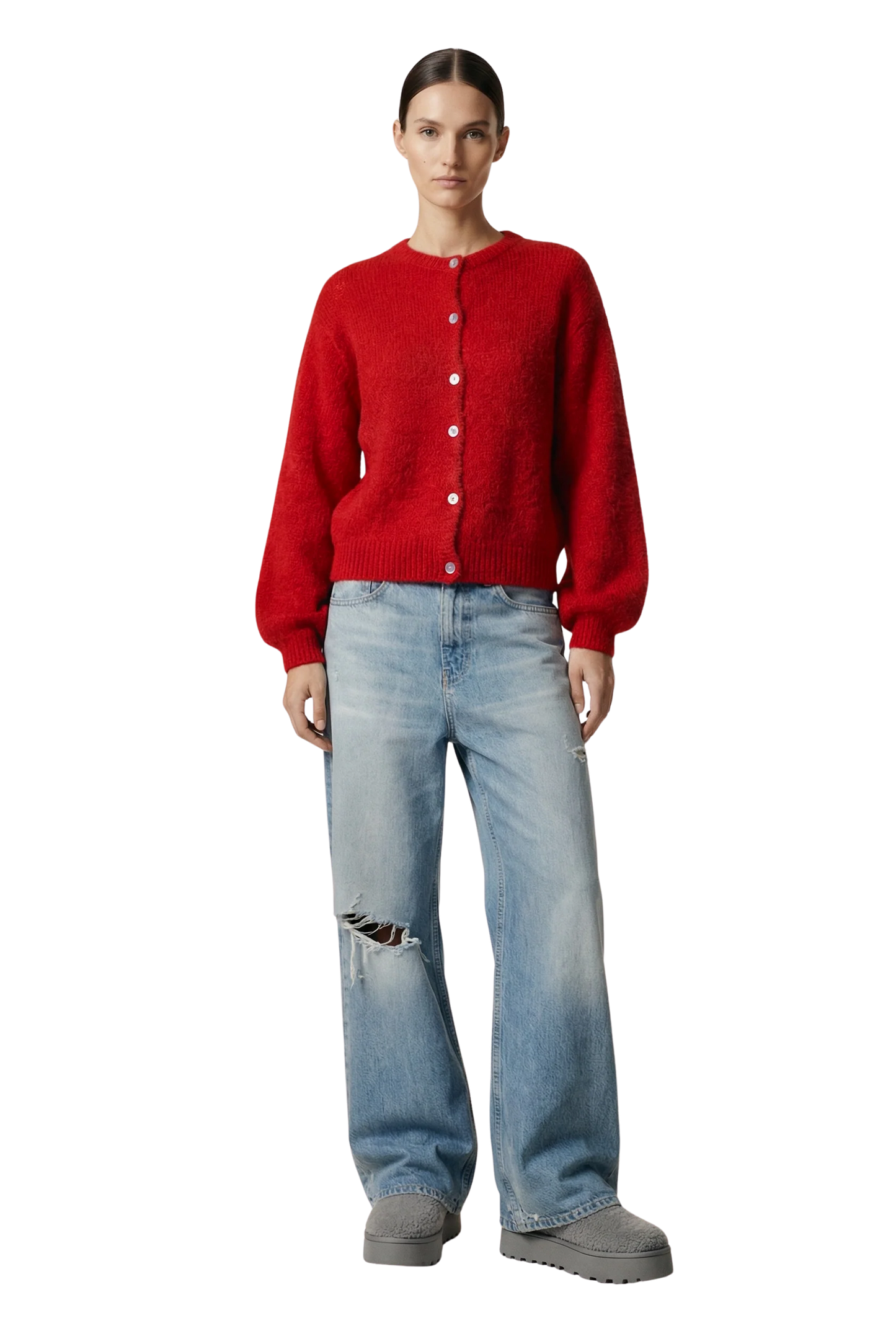 SUSAN ALPACA CARDIGAN - LIPSTICK RED