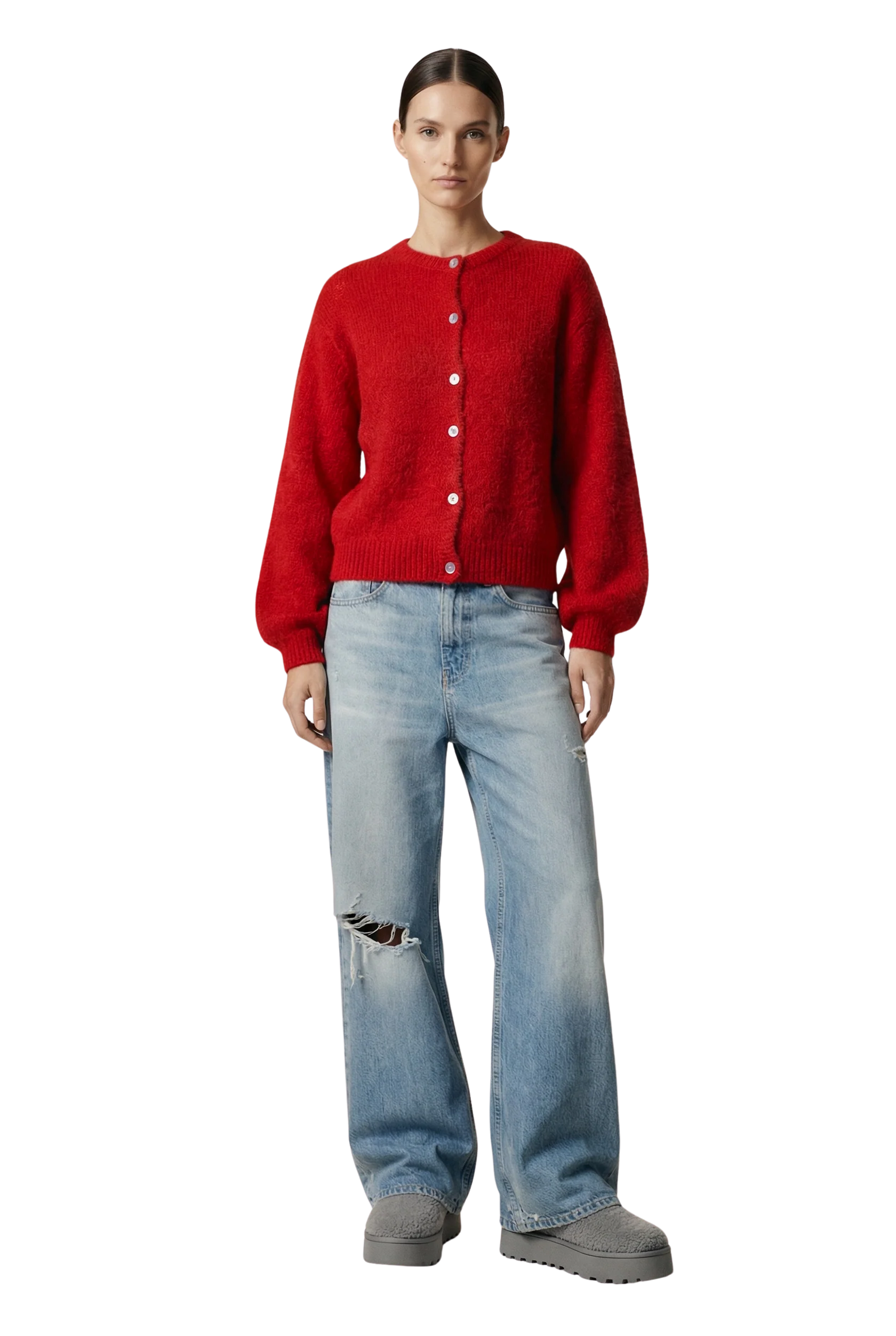 SUSAN ALPACA CARDIGAN - LIPSTICK RED