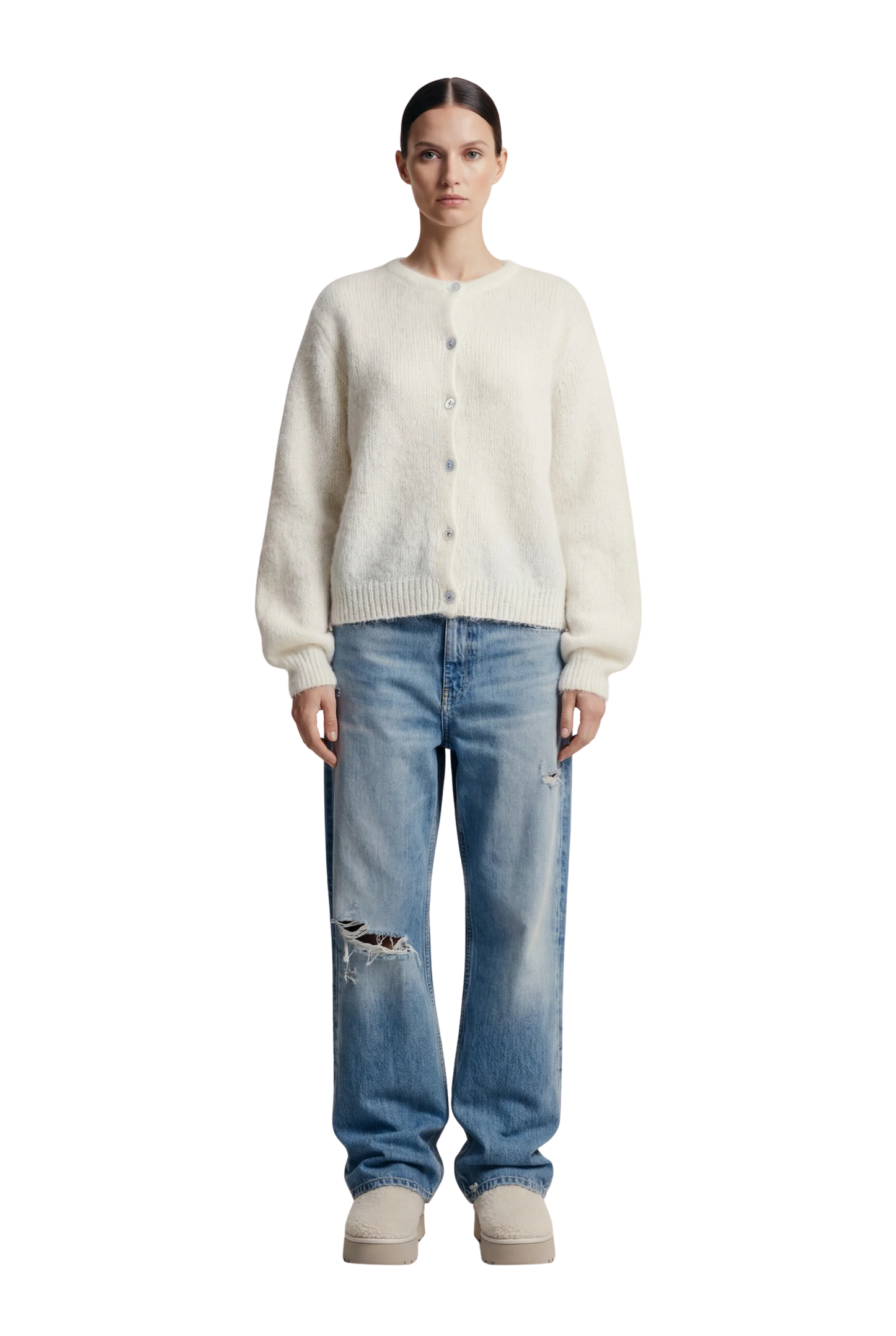 SUSAN ALPACA CARDIGAN - WHITE