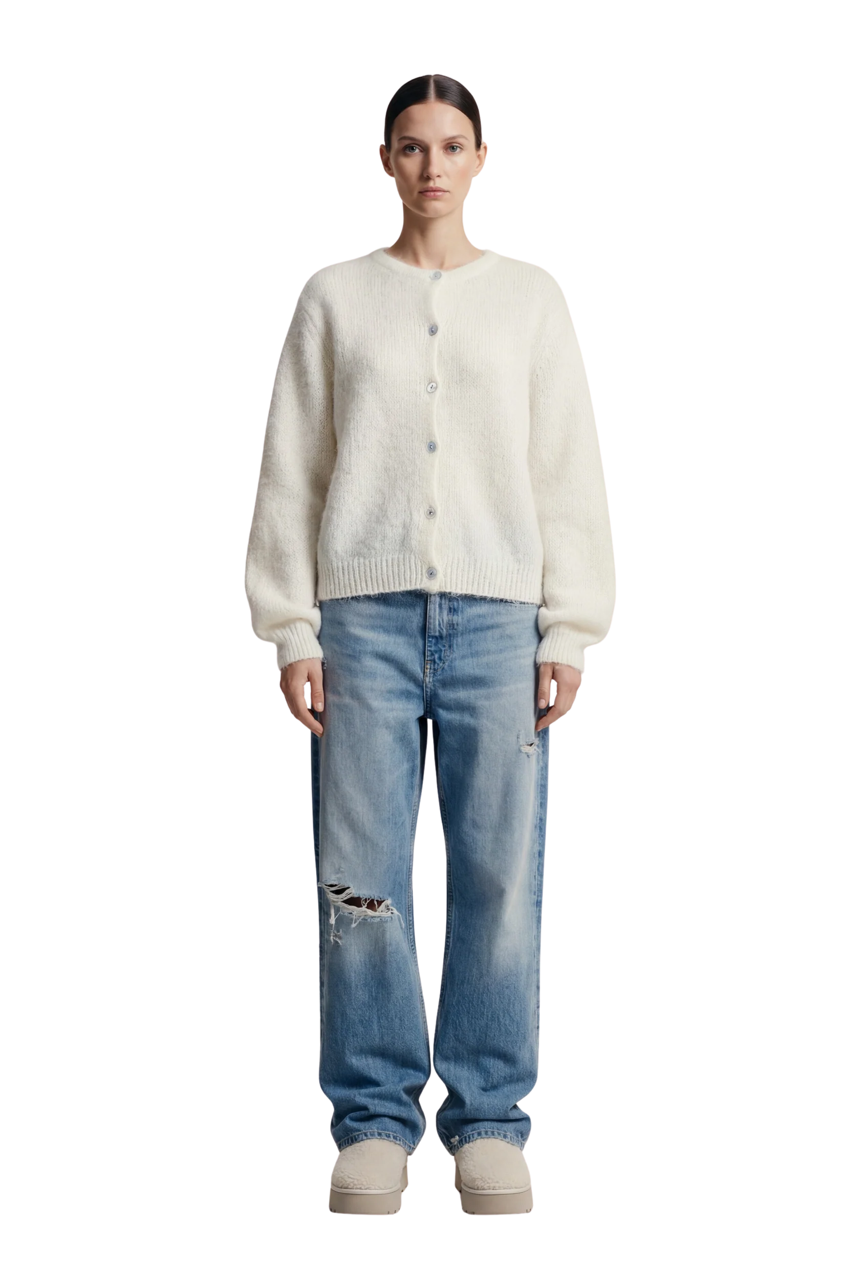 SUSAN ALPACA CARDIGAN - WHITE