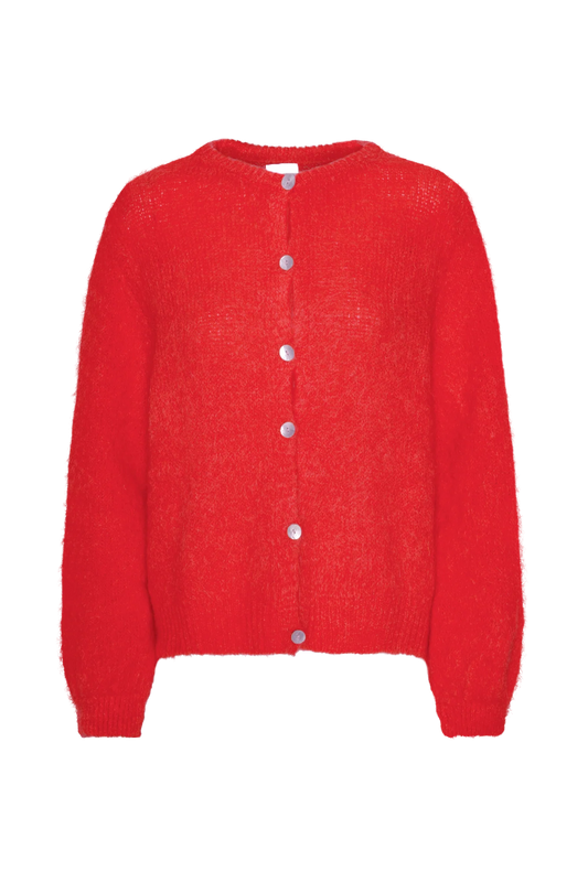 SUSAN ALPACA CARDIGAN - LIPSTICK RED