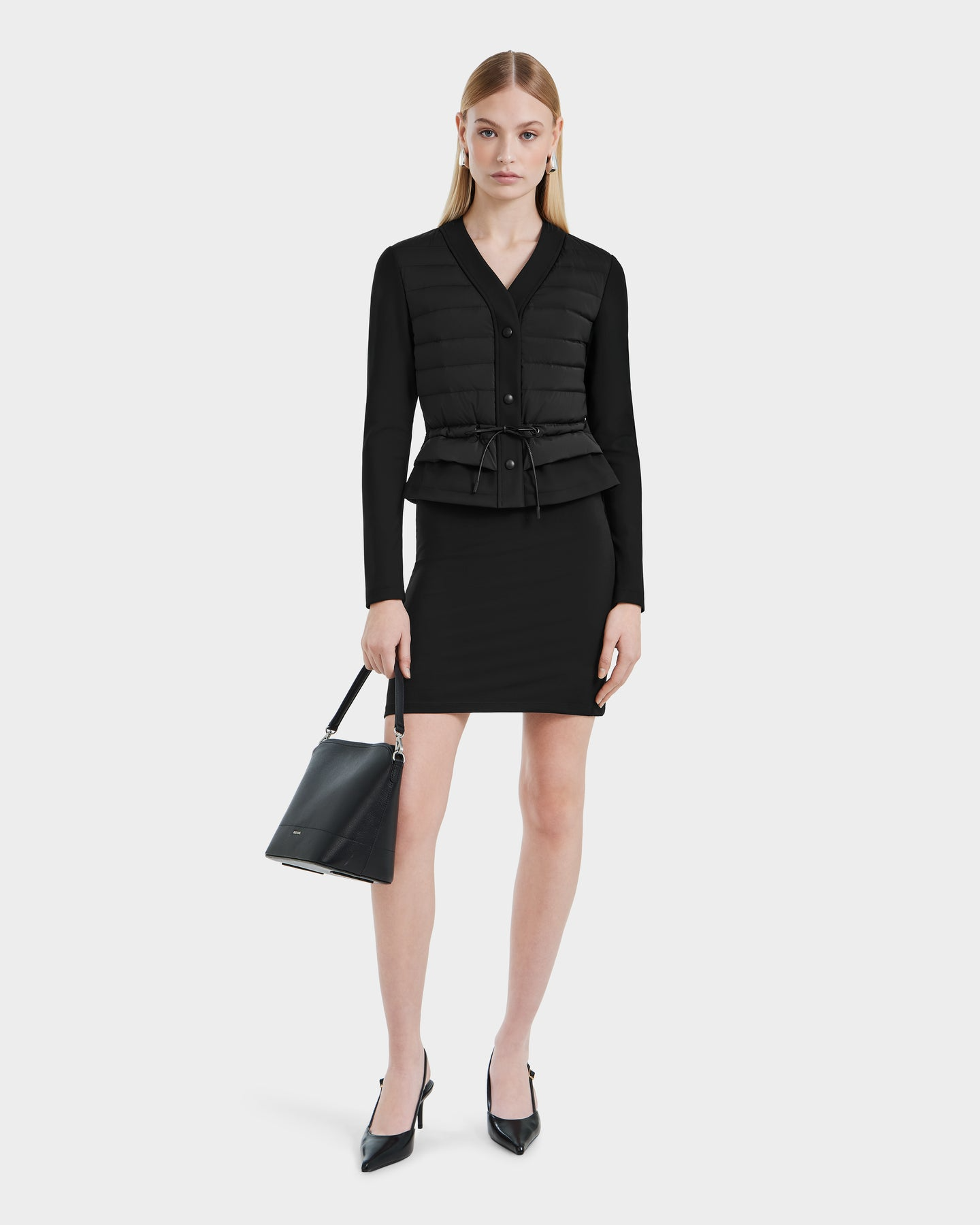 SAMANTHA COMBO QUILTED DOWN JACKET - BLACK