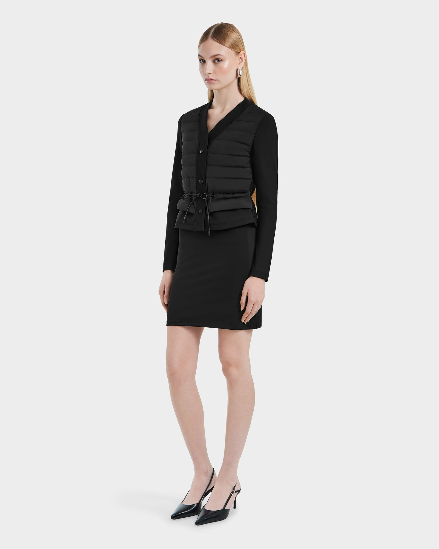SAMANTHA COMBO QUILTED DOWN JACKET - BLACK