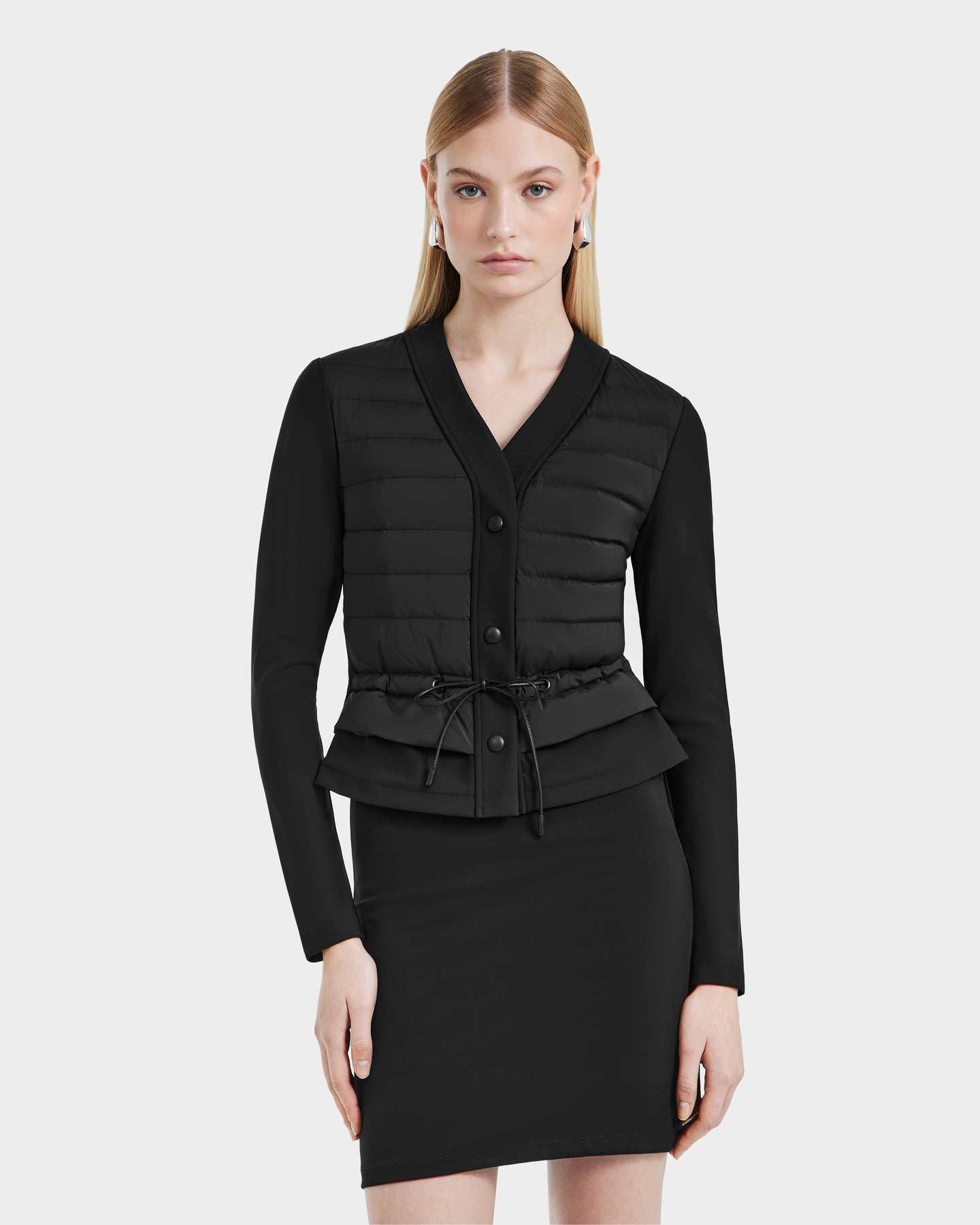 SAMANTHA COMBO QUILTED DOWN JACKET - BLACK