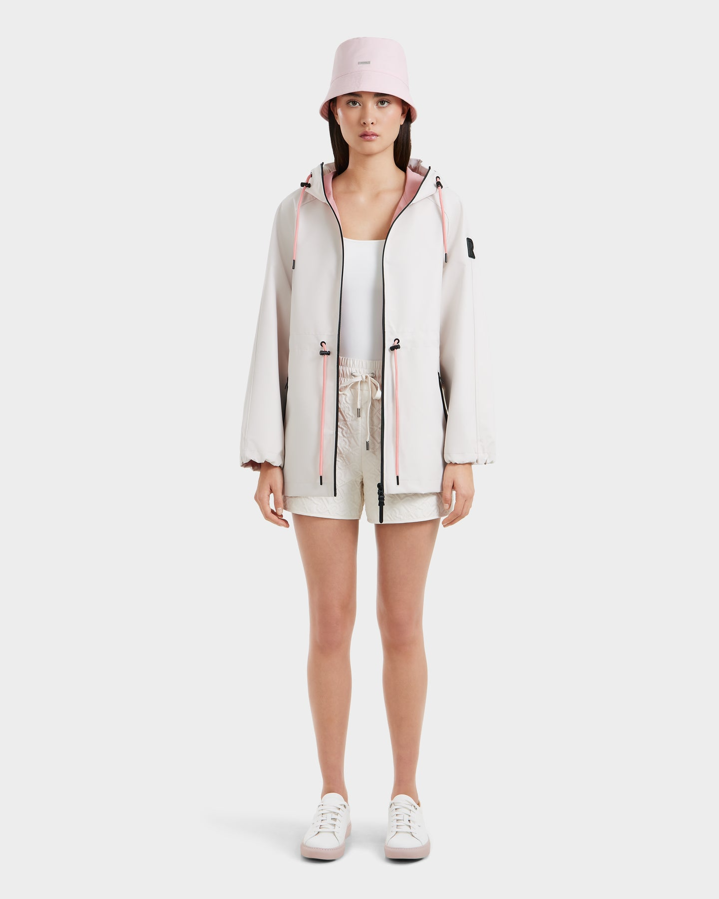 SOPHIE RAIN JACKET WITH CONTRAST TRIM - VANILLA