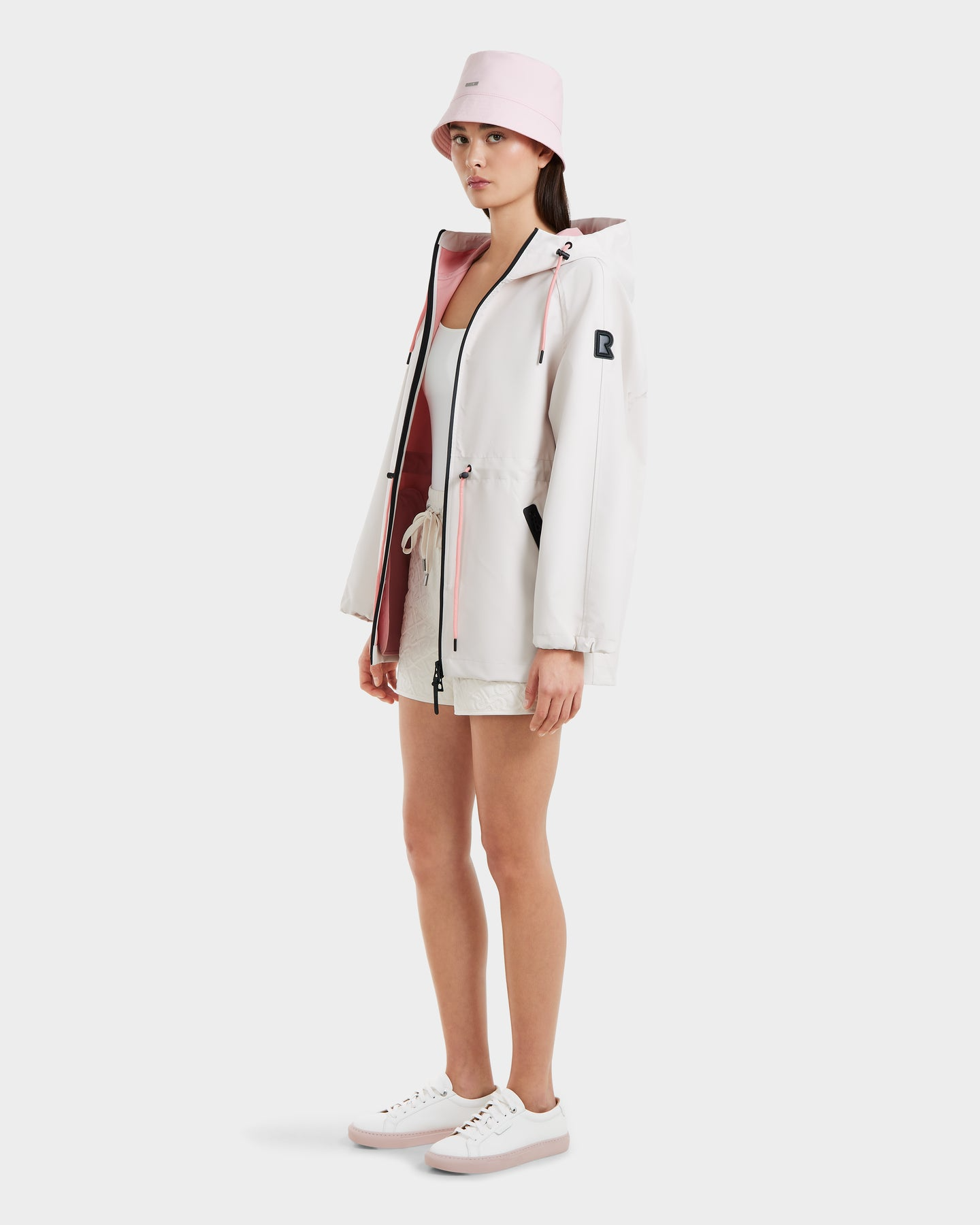 SOPHIE RAIN JACKET WITH CONTRAST TRIM - VANILLA