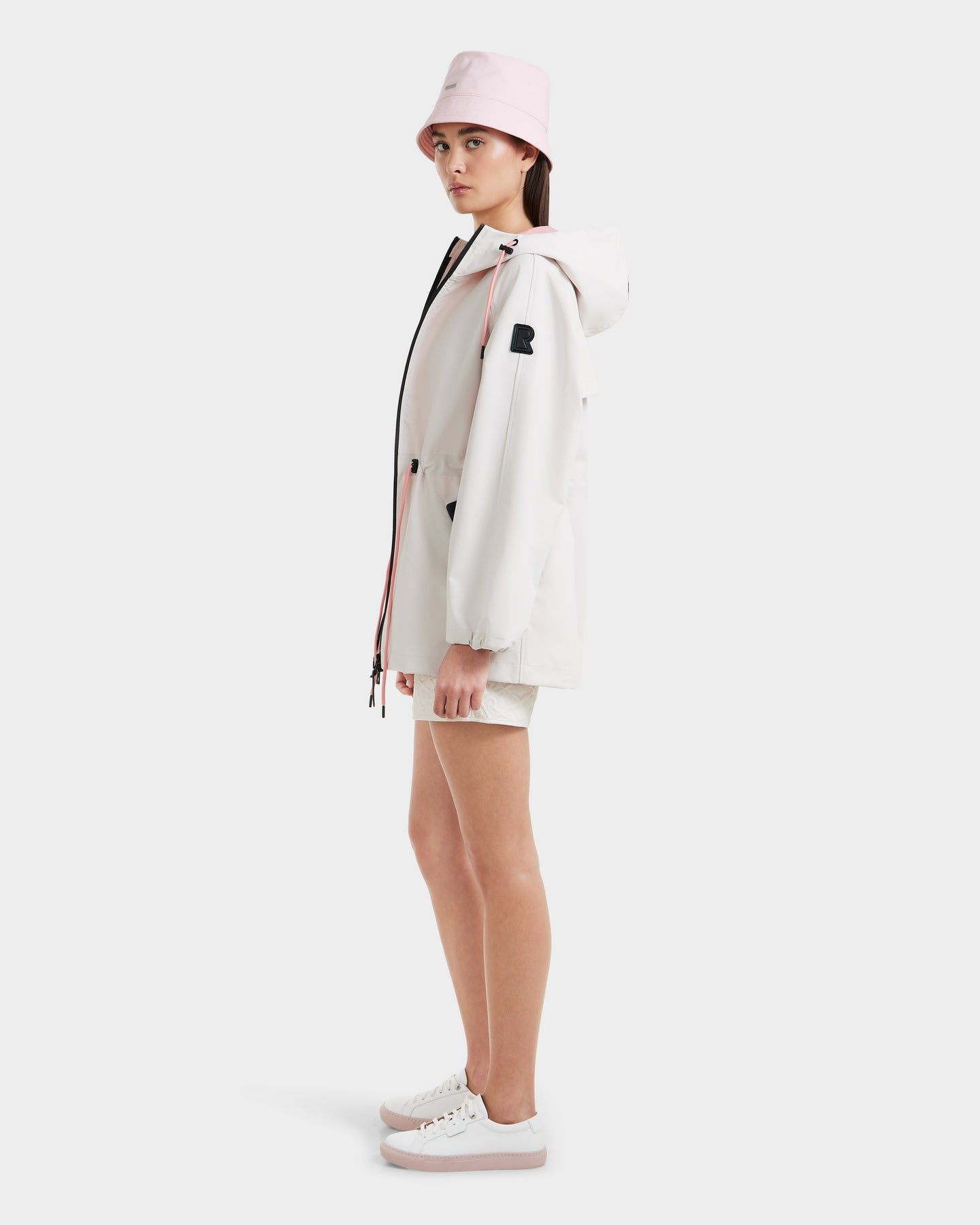 SOPHIE RAIN JACKET WITH CONTRAST TRIM - VANILLA