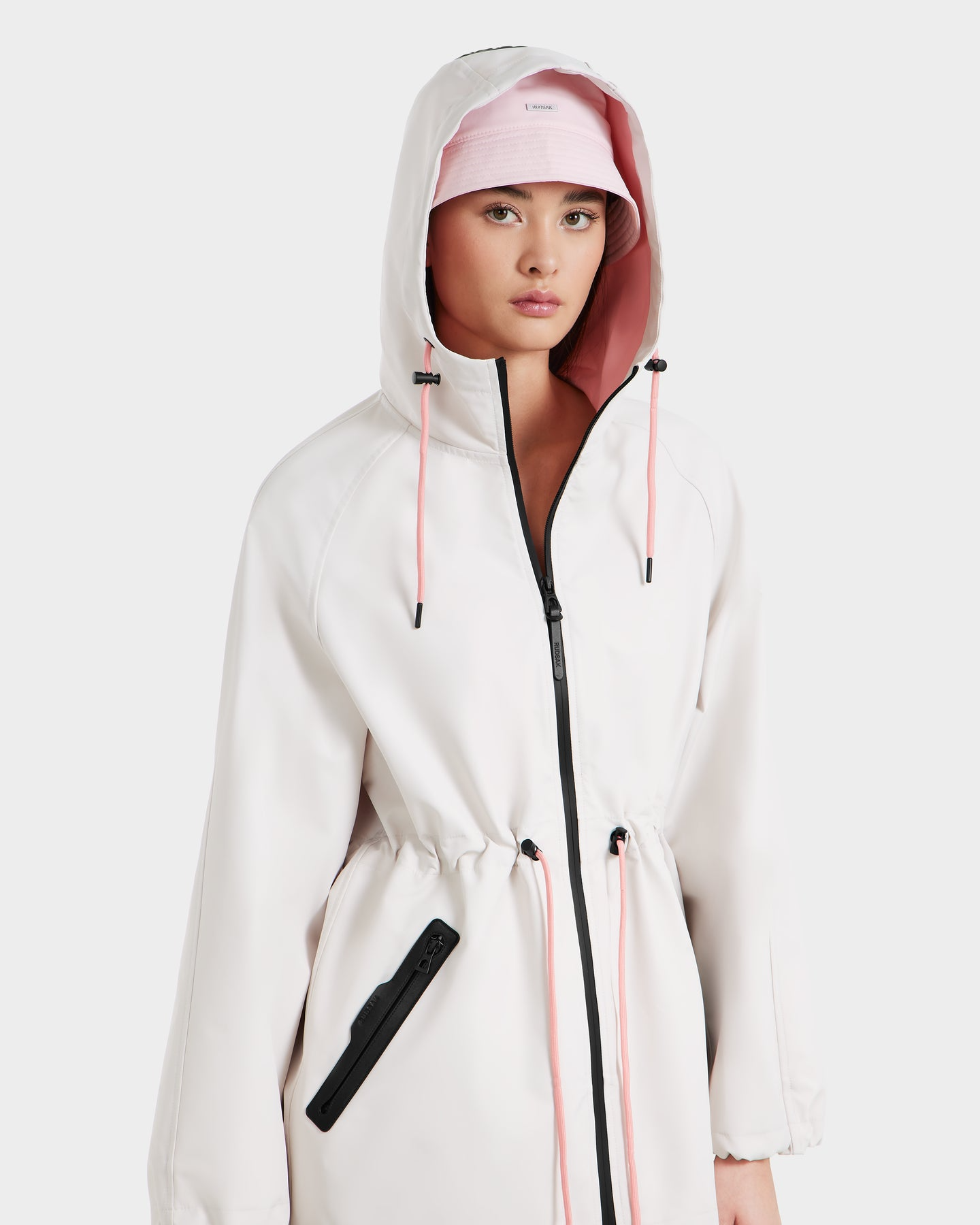 SOPHIE RAIN JACKET WITH CONTRAST TRIM - VANILLA