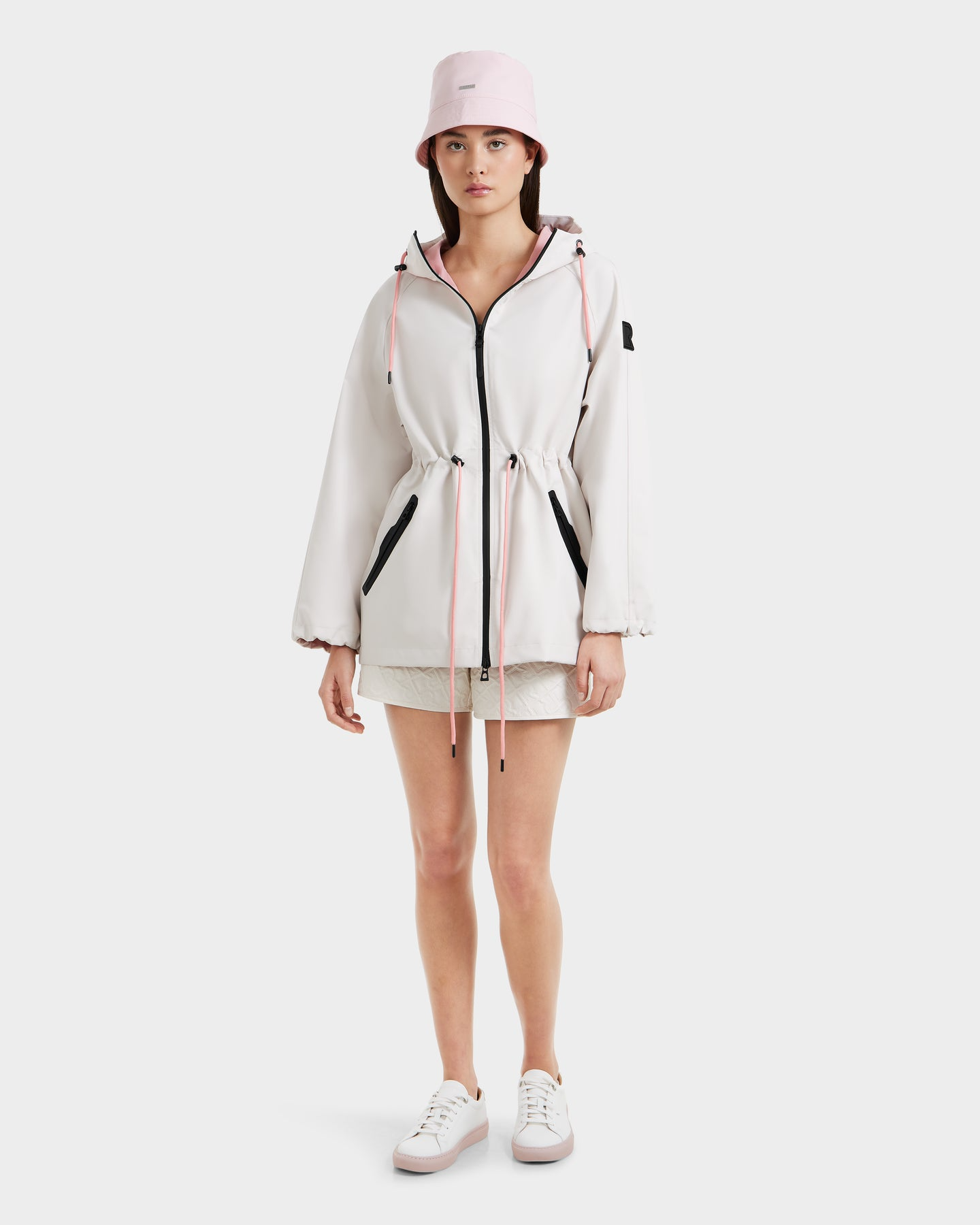 SOPHIE RAIN JACKET WITH CONTRAST TRIM - VANILLA