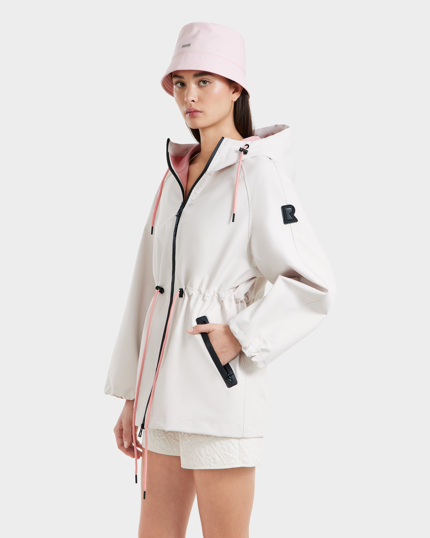 SOPHIE RAIN JACKET WITH CONTRAST TRIM - VANILLA