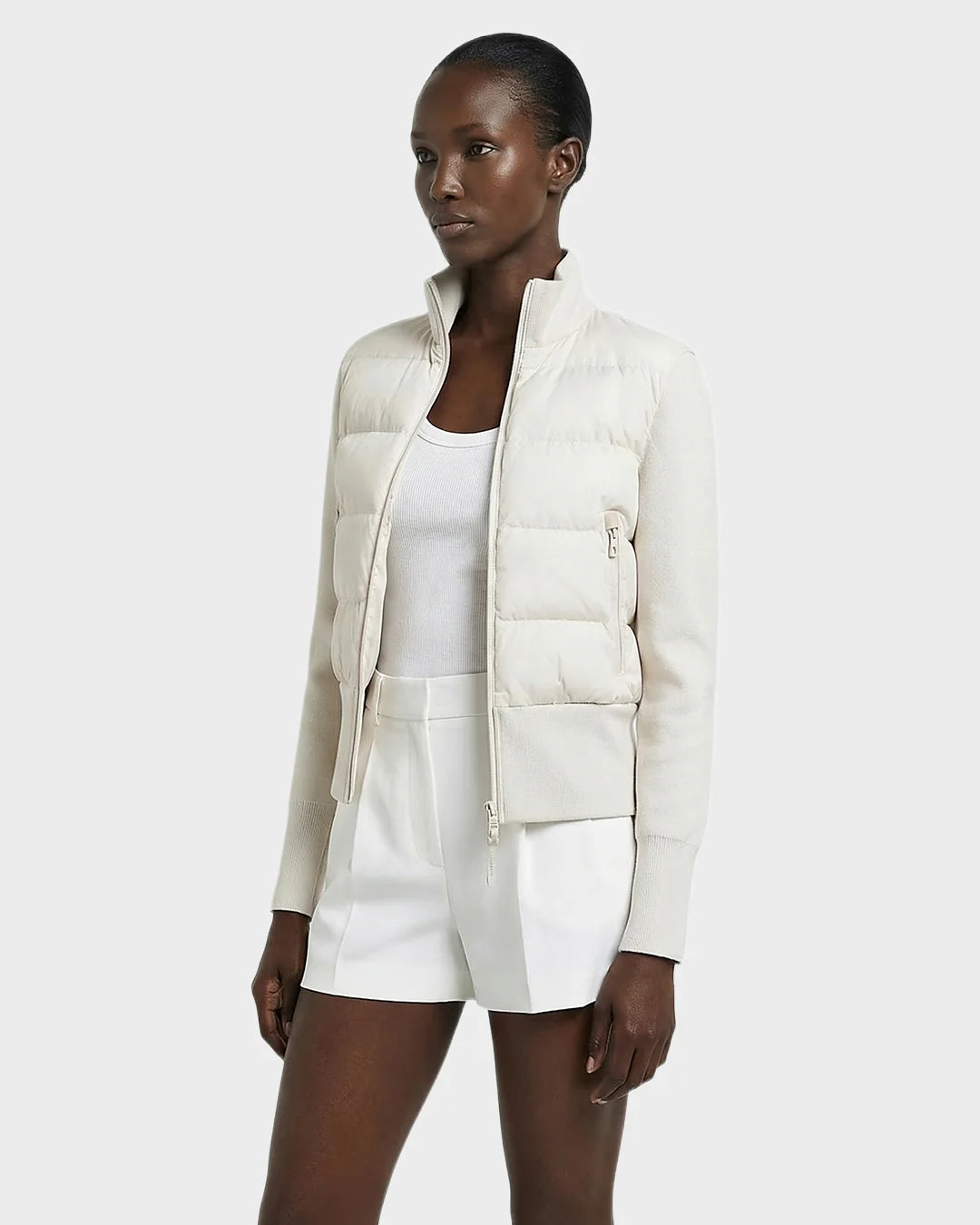CLAREMONT HYBRID VARSITY BOMBER - VANILLA