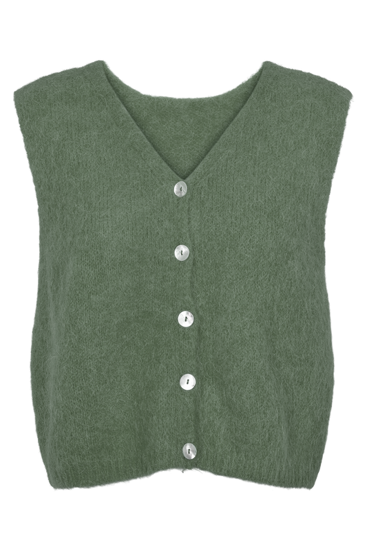 TELMA ALPACA BLEND VEST - DUSTY GREEN