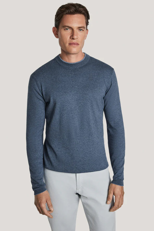 DAN COTTON CREW NECK SWEATER - BLUE