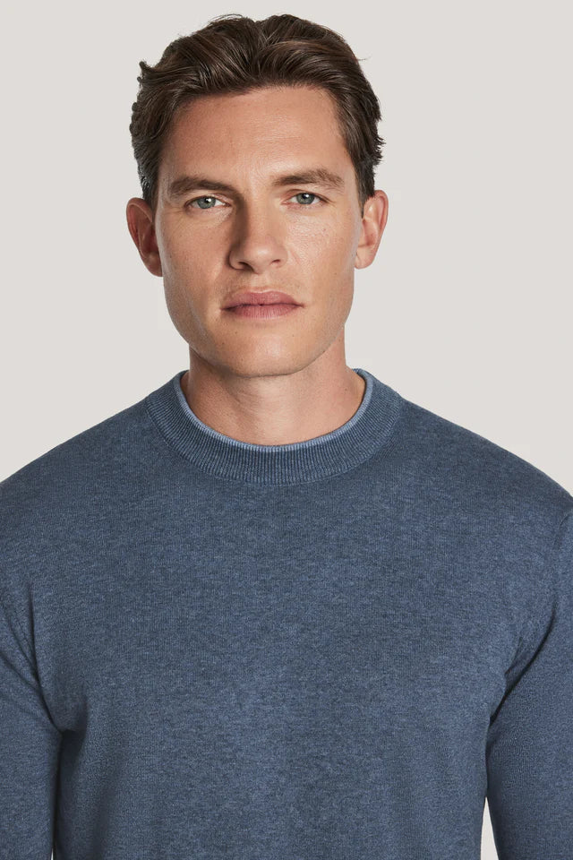 DAN COTTON CREW NECK SWEATER - BLUE