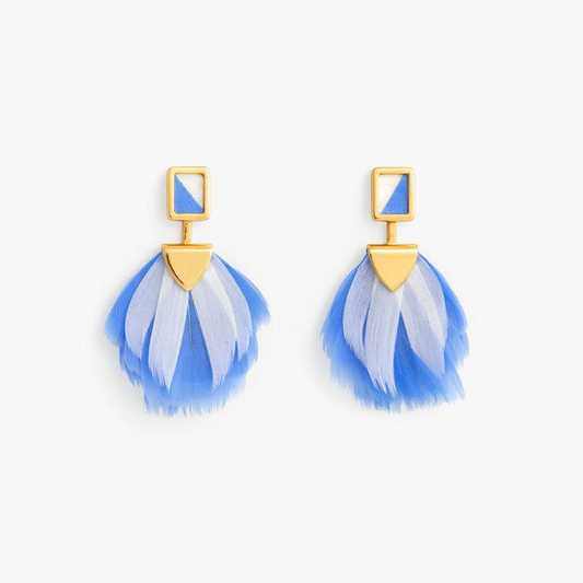 VENICE BAY FEATHER BEZEL DROP EARRINGS
