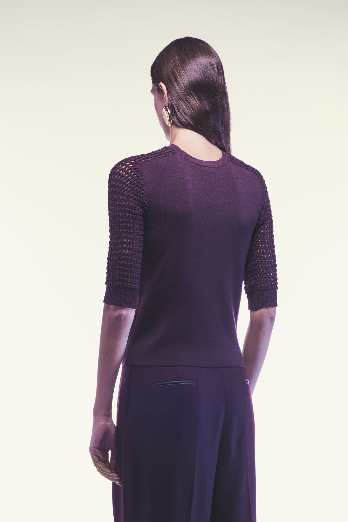 NIVES THREE QUARTER SLEEVE SWEATER - GRAPE