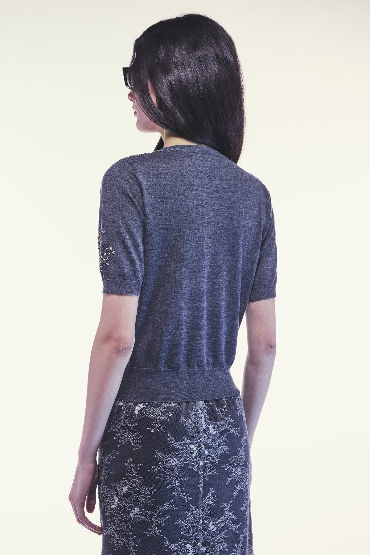 JACQUELINE WOOL KNIT SWEATER - ANTHRACITE