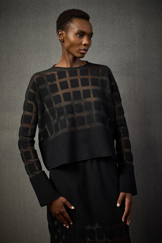 ASHTON FELTED WOOL SWEATER - BLACK