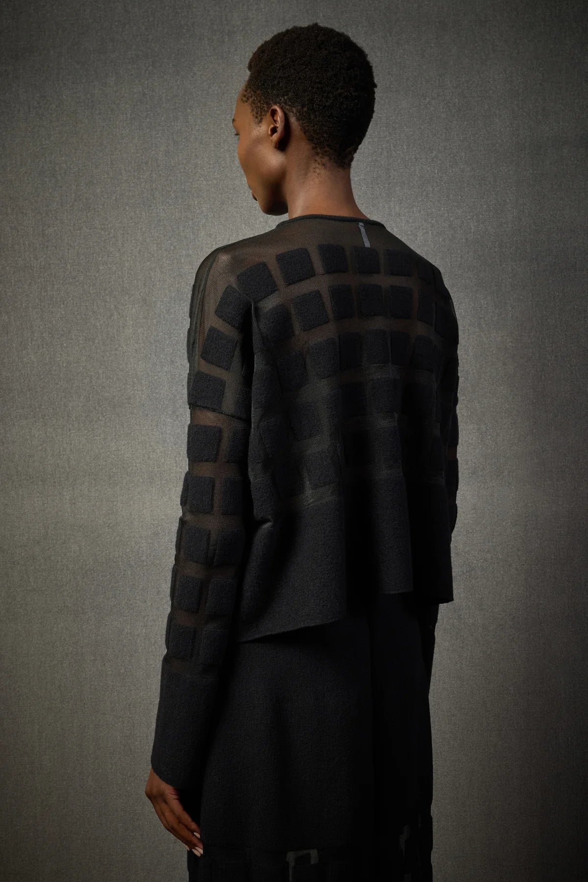 ASHTON FELTED WOOL SWEATER - BLACK
