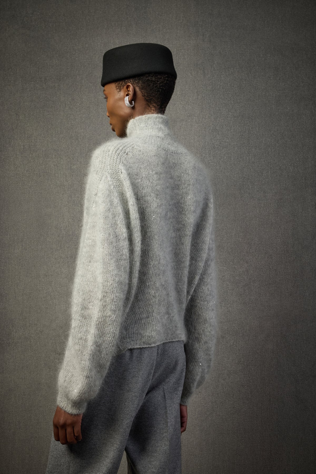 ELEA MOHAIR BLEND SWEATER - LIGHT GREY MELANGE