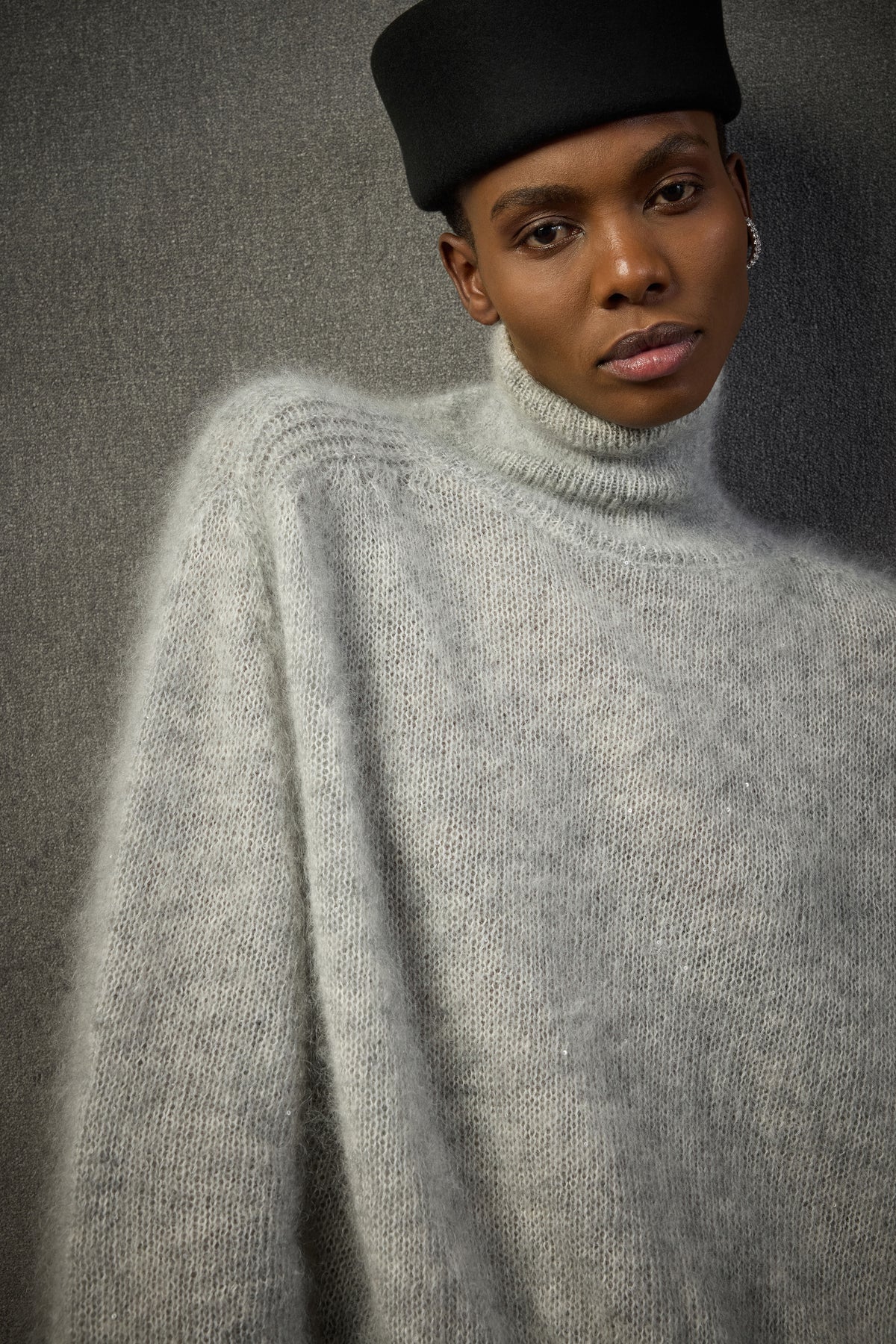 ELEA MOHAIR BLEND SWEATER - LIGHT GREY MELANGE